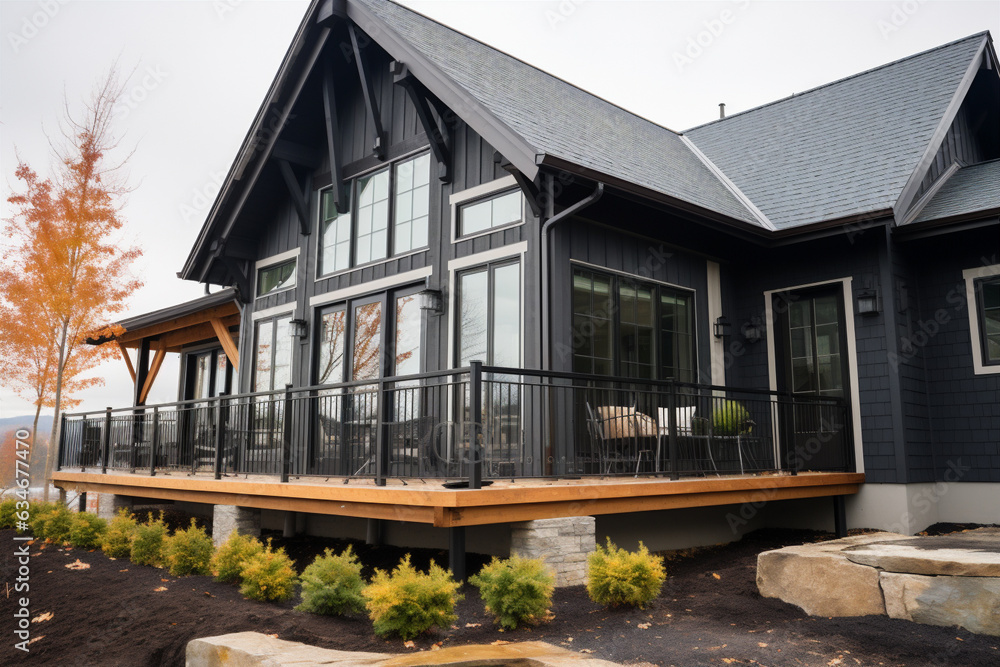 exterior siding house. installation painting and finishing.  