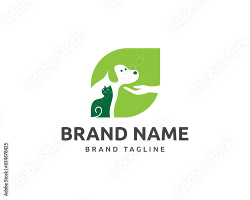 medical pet cat and dog logo. combination logo made from cat and dog logo, medical pet logo template.