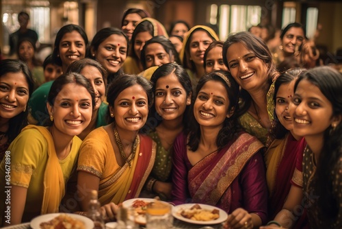 Smiling Indian Women Enjoying a Meal Together. A fictional character created by Generated AI