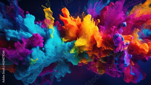 Splash of Bright Multicolored Paints © Various Backgrounds