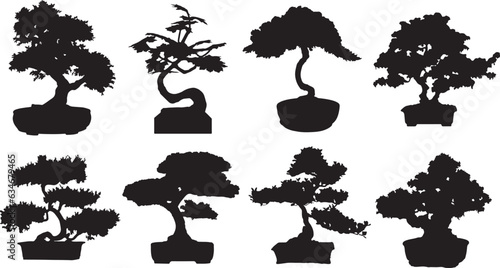 Bonsai Tree Silhouette Vector Pack