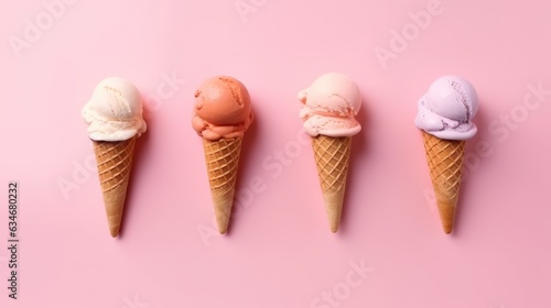 Colorfull ice cream on minimal background