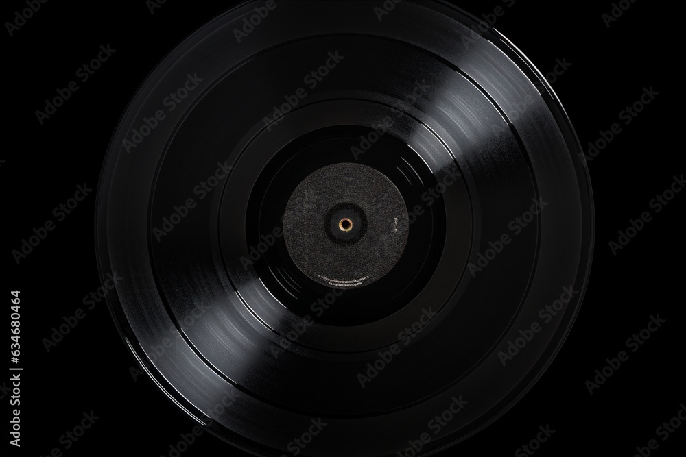 super macro of minimalist music banner with black vinyl music record. Generative AI super macro of minimalist music banner with black vinyl music record. Generative AI