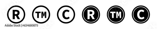 Trademark vector icons. Registered trademark symbols set .Intellectual property signs.