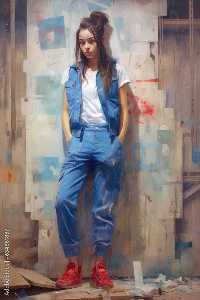 Contemplative woman in a painted room. A fictional character created by Generated AI Contemplative woman in a painted room. A fictional character created by Generated AI