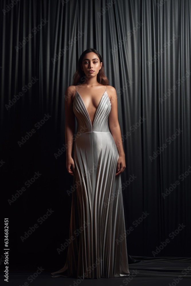 Fashionable woman in an elegant dress. A fictional character created by Generated AI Fashionable woman in an elegant dress. A fictional character created by Generated AI