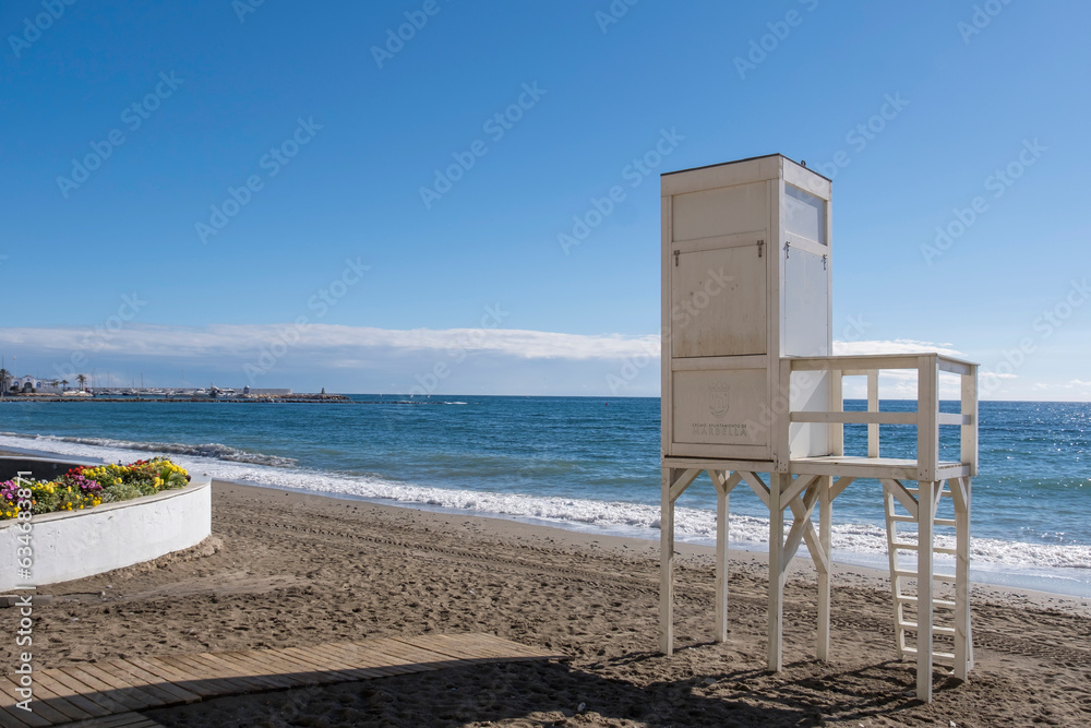 Rettungsschwimmer-Turm, Costa del Sol, Andalusien Rettungsschwimmer-Turm, Costa del Sol, Andalusien