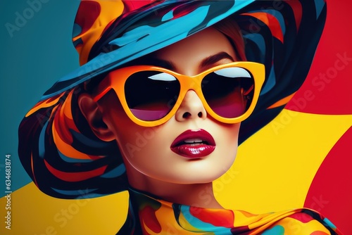 Fashionable Female with Trendy Sunglasses and Hat. A fictional character created by Generated AI