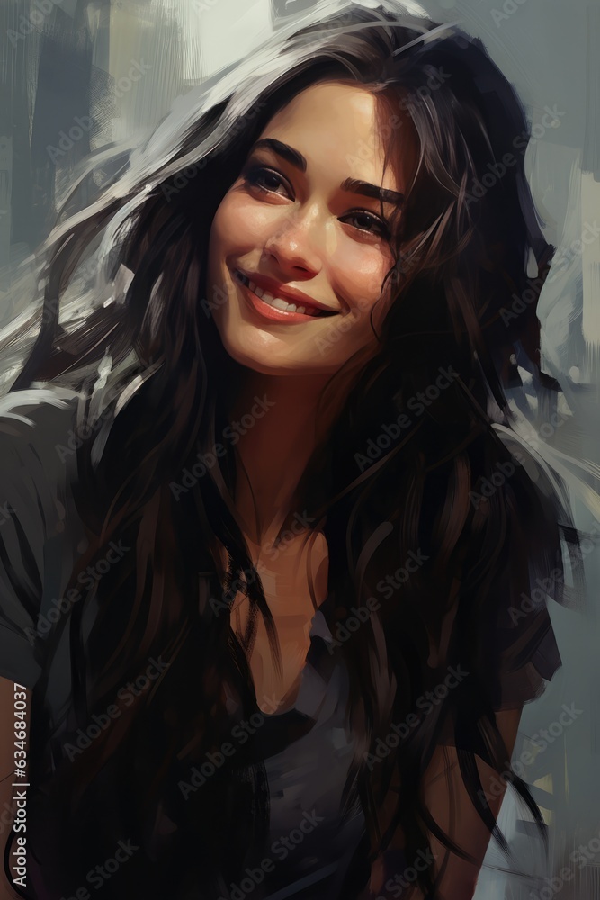 Fototapeta premium Beautiful Woman with Long Hair. A fictional character created by Generated AI