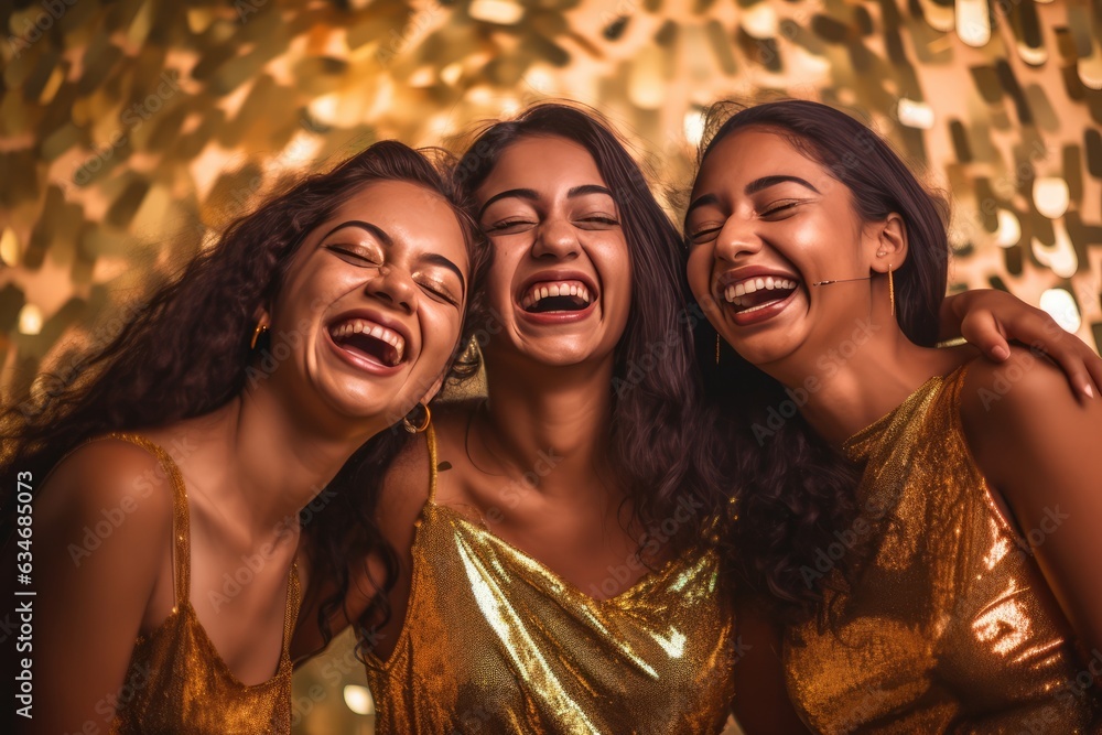 Three women laughing together and enjoying their time. A fictional character created by Generated AI