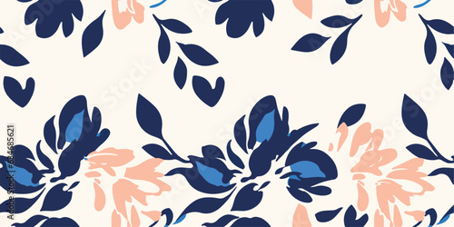 Hand drawn flowers, seamless patterns with floral for fabric, textiles, clothing, wrapping paper, cover, banner, interior decor, abstract backgrounds