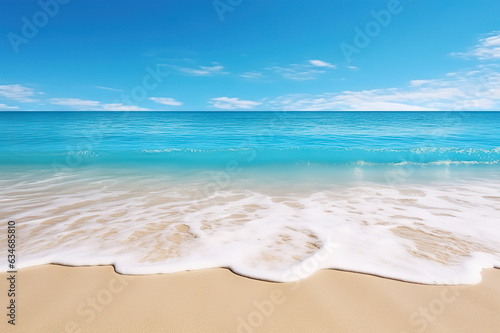 Beautiful White Sand Beach and Tranquil Tropical Sea with Ample Copy Space. created with Generative AI © photobuay