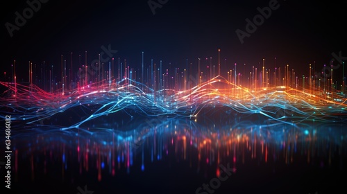 Abstract background. Visualisation of data flow in optoelectronic systems