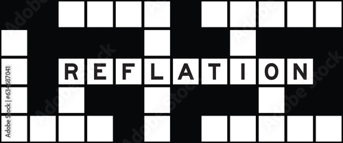 Alphabet letter in word reflation on crossword puzzle background