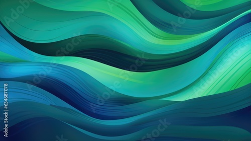 Flowing Green and Blue Striped Waves