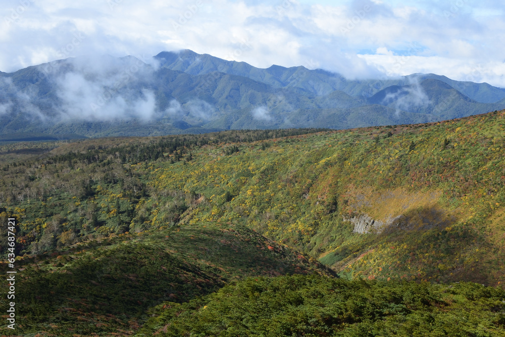 Fototapeta premium Climbing Mount Adatara, Fukushima, Japan