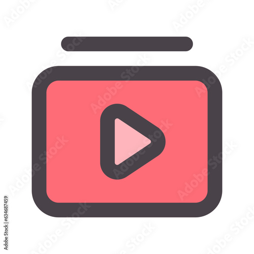 video playlist flat line icon