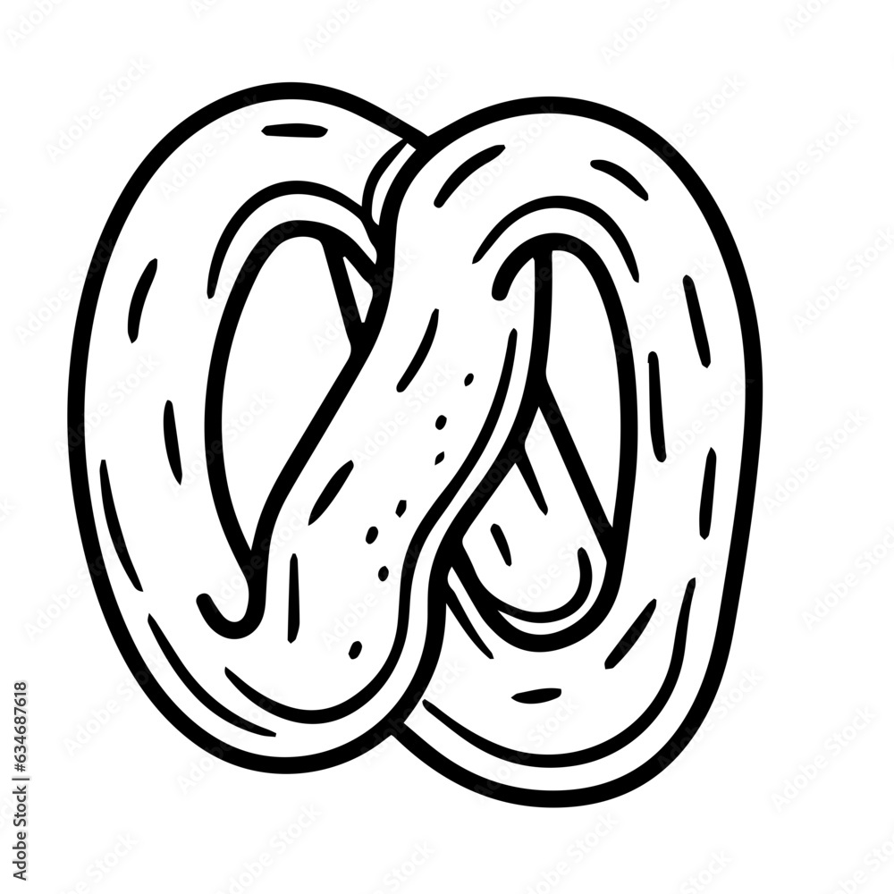 Pretzel in simple doodle style. Vector illustration Pretzel in simple doodle style. Vector illustration