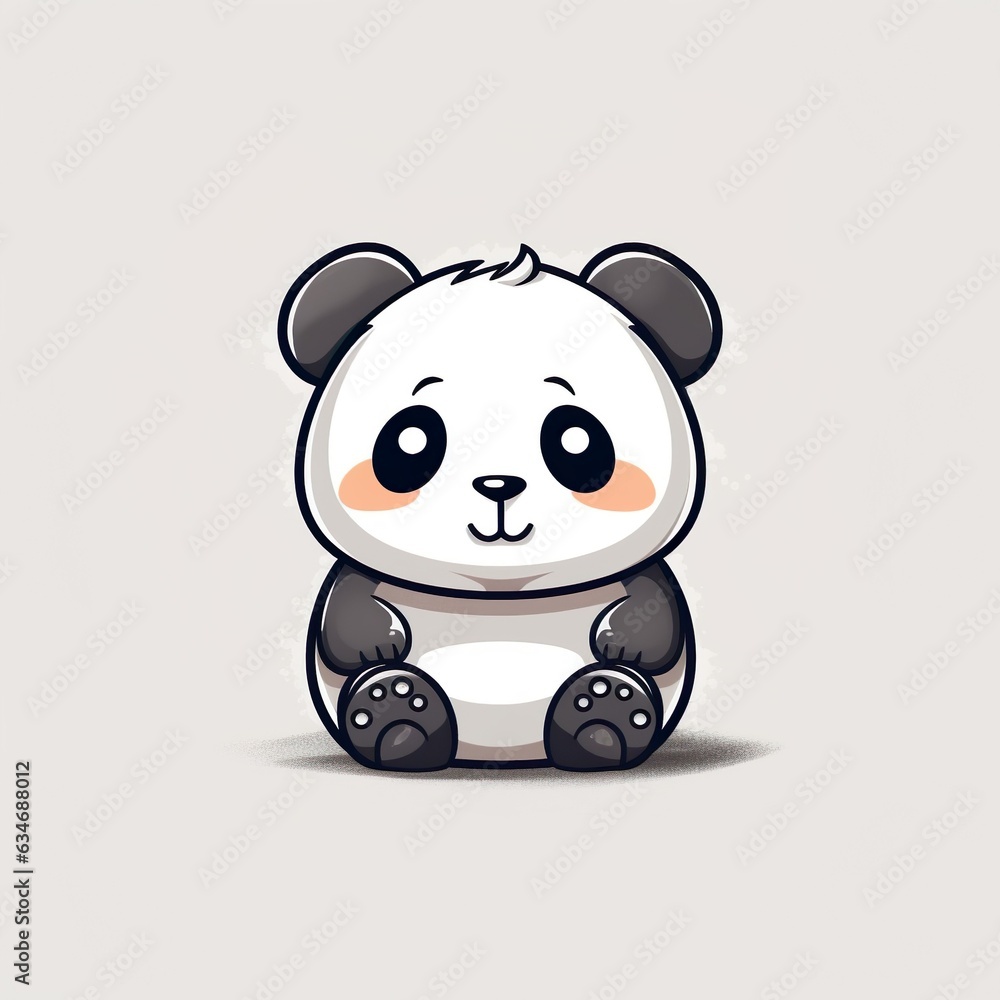 Naklejka premium kawaii panda bear with a heart
