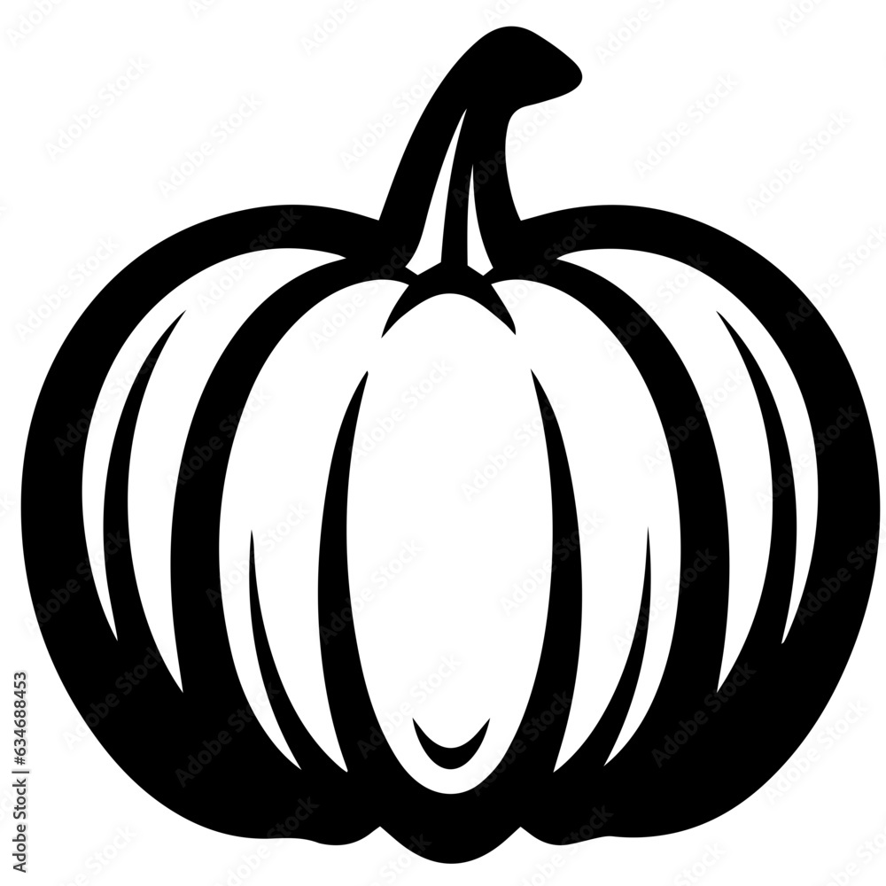 Pumpkin silhouette icon on a white background Pumpkin silhouette icon on a white background