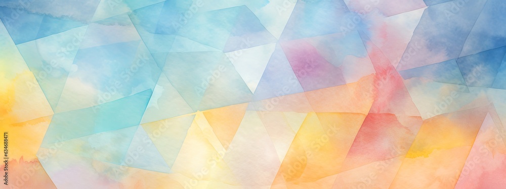 Closeup of abstract rough colorful multicolored geometric triangular triangles art painting texture pattern wallpaper, with watercolor (Generative Ai)