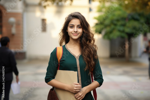pretty indian college girl at the University photo