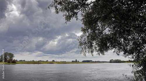 The flood plains of the river IJssel near Wijhe Overijssel Netherlands.  photo