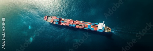 A container ship on the ocean.generative ai  © Superhero Woozie