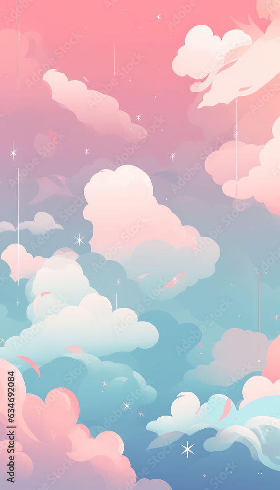 Background with clouds in pastel colors. Generative AI