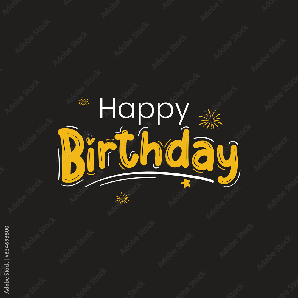 Minimalist Happy Birthday Wish Illustrations in calligraphic style
