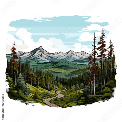 Great Smoky Mountains. Great Smoky Mountains hand-drawn comic illustration. Vector doodle style cartoon illustration