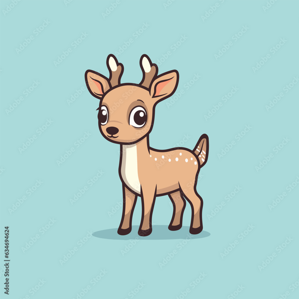 Deer. Deer hand-drawn comic illustration. Cute vector doodle style cartoon illustration. Deer. Deer hand-drawn comic illustration. Cute vector doodle style cartoon illustration.
