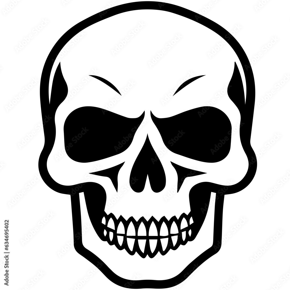 Fototapeta premium outline vector skull in black