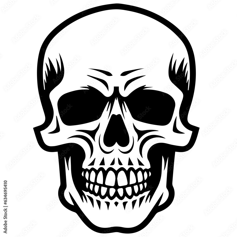 Fototapeta premium outline vector skull in black