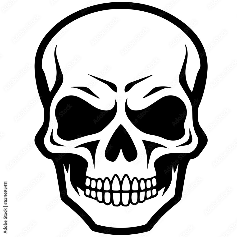Fototapeta premium outline vector skull in black