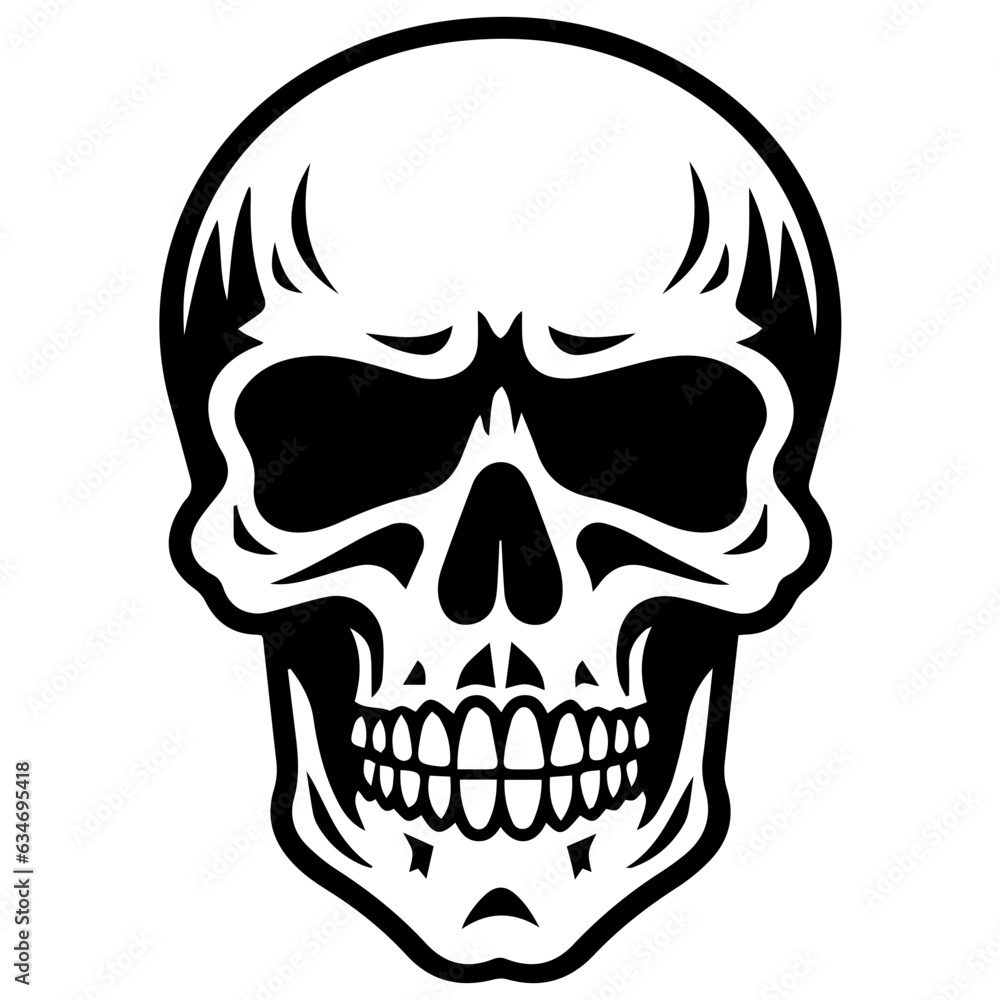 Obraz premium outline vector skull in black