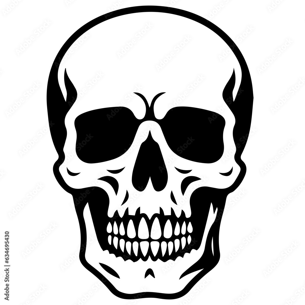 outline vector skull in black