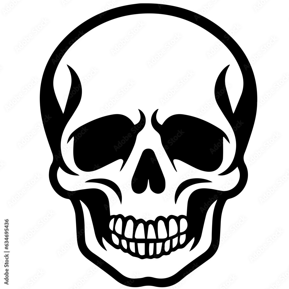 Obraz premium outline vector skull in black