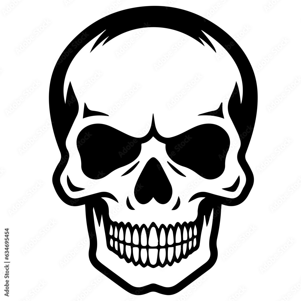 outline vector skull in black