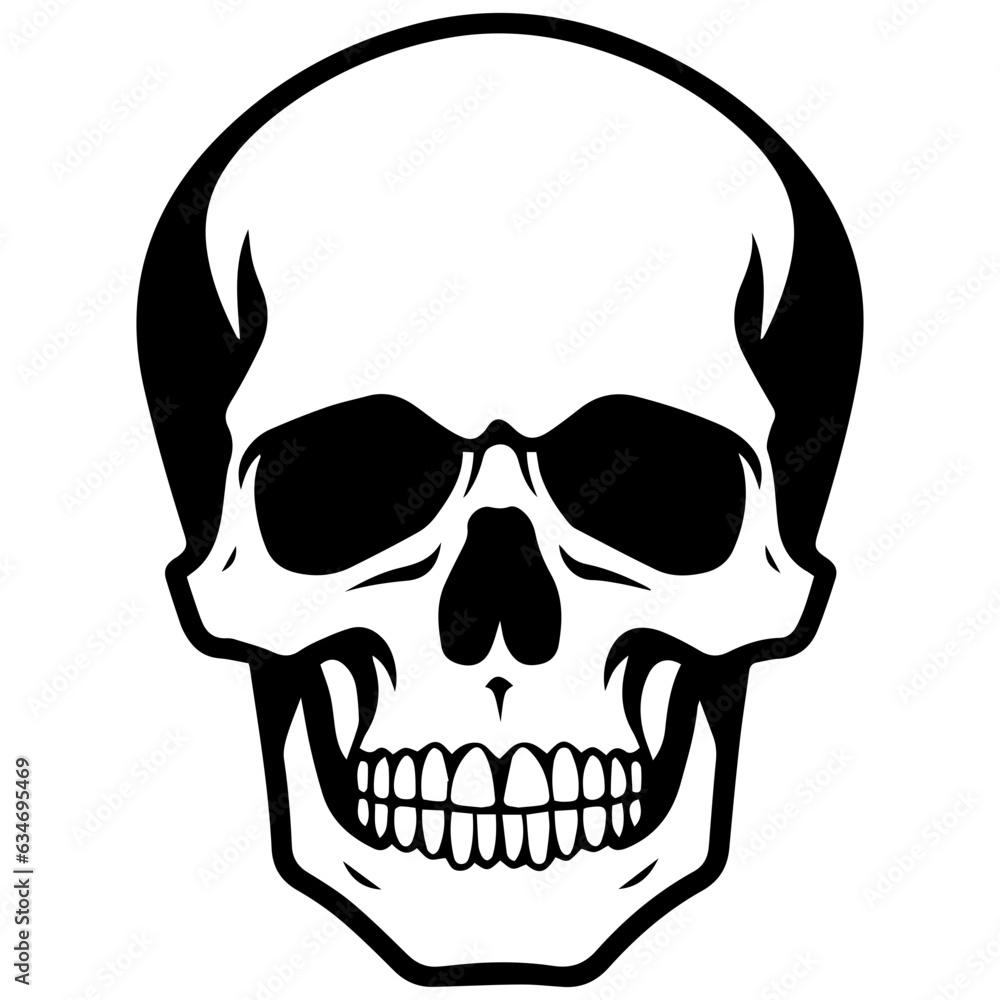 Fototapeta premium outline vector skull in black