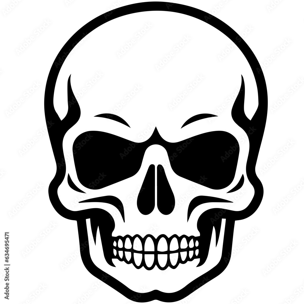 outline vector skull in black outline vector skull in black