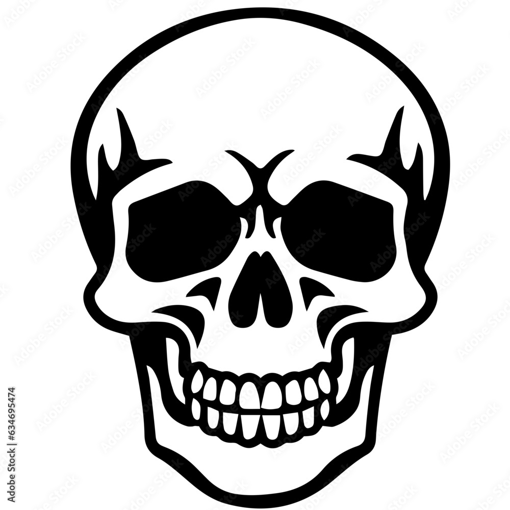 Fototapeta premium outline vector skull in black