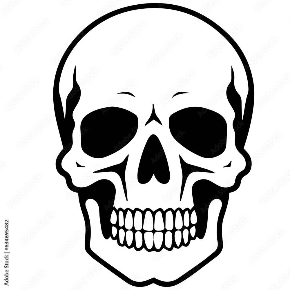 outline vector skull in black outline vector skull in black
