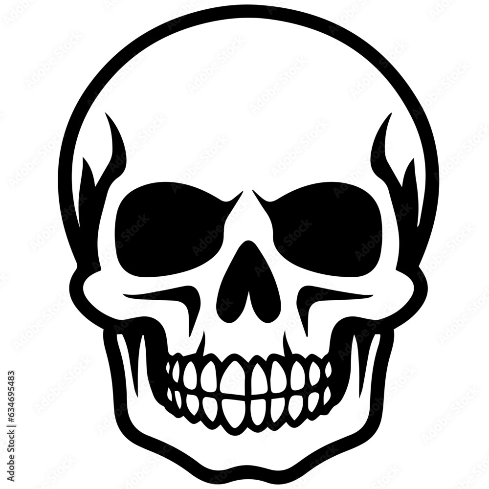 Fototapeta premium outline vector skull in black