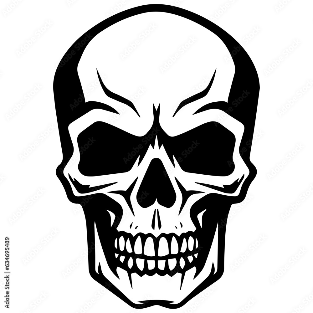 outline vector skull in black