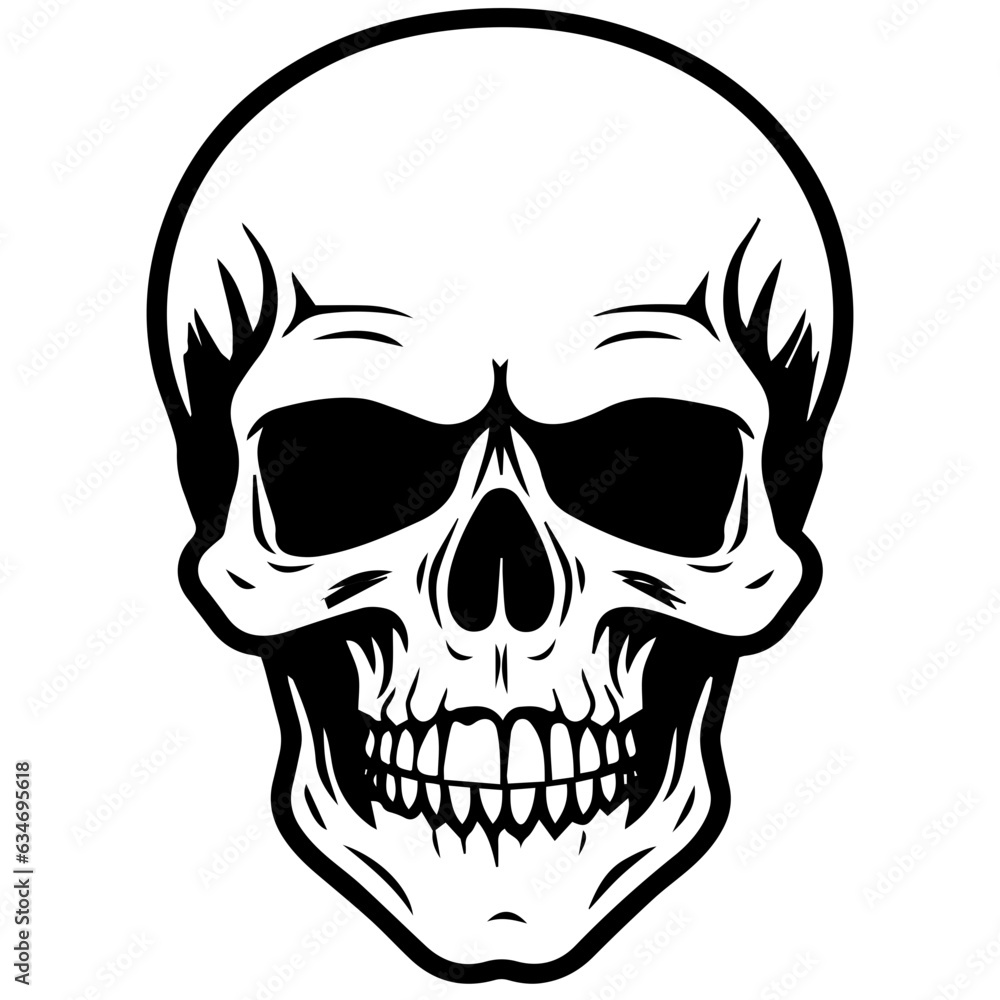 outline vector skull in black outline vector skull in black