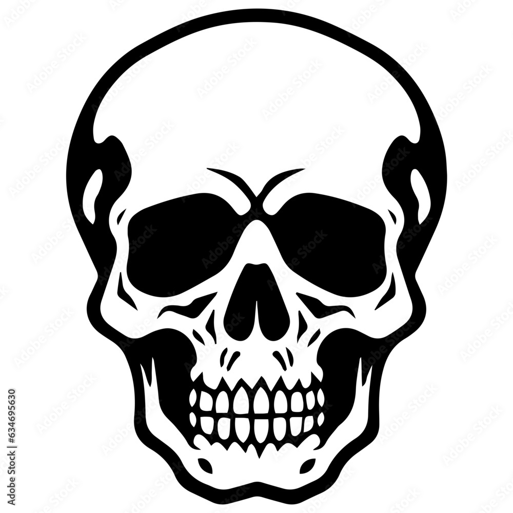 Obraz premium outline vector skull in black