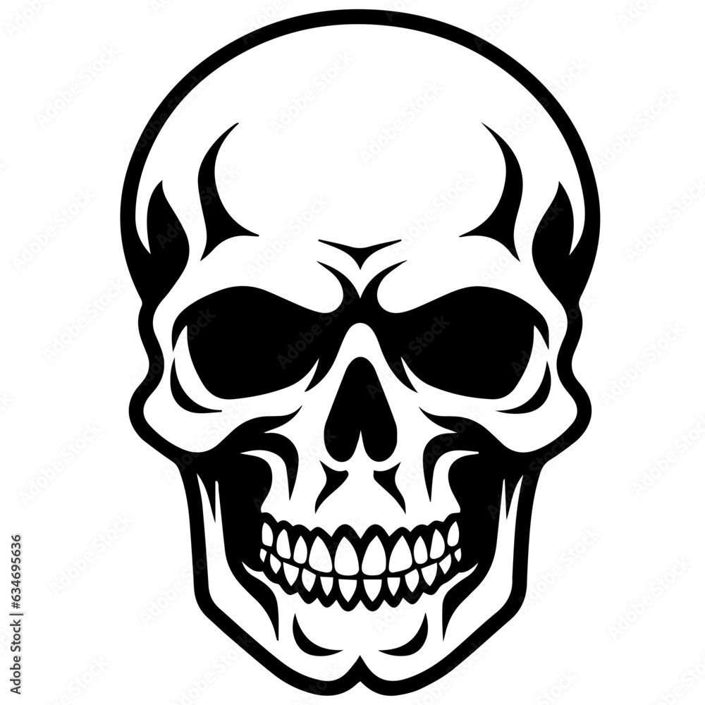 outline vector skull in black outline vector skull in black