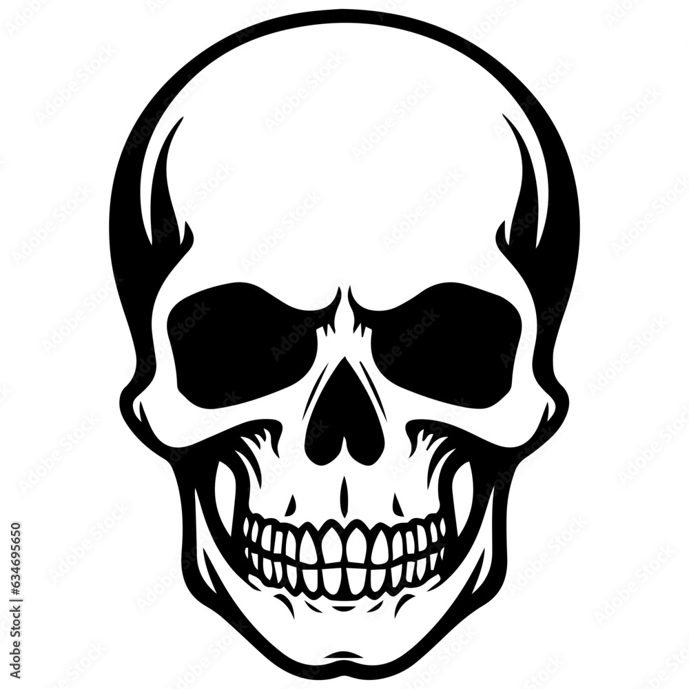 Fototapeta premium outline vector skull in black