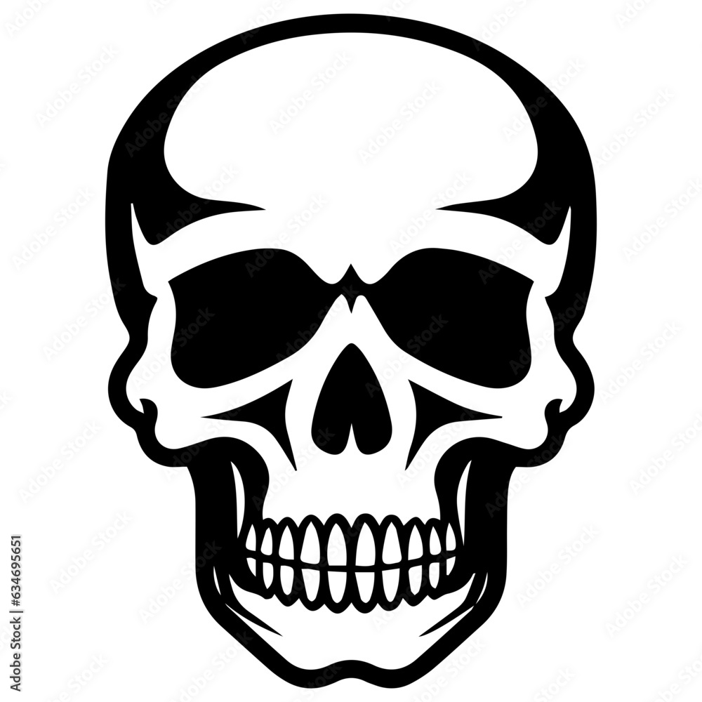 outline vector skull in black